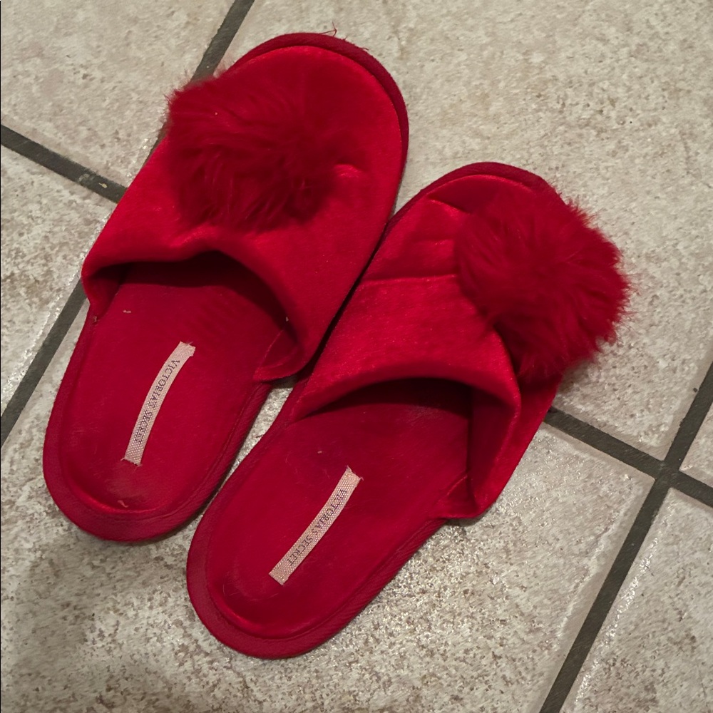 Victoria's Secret Red Plush Slippers